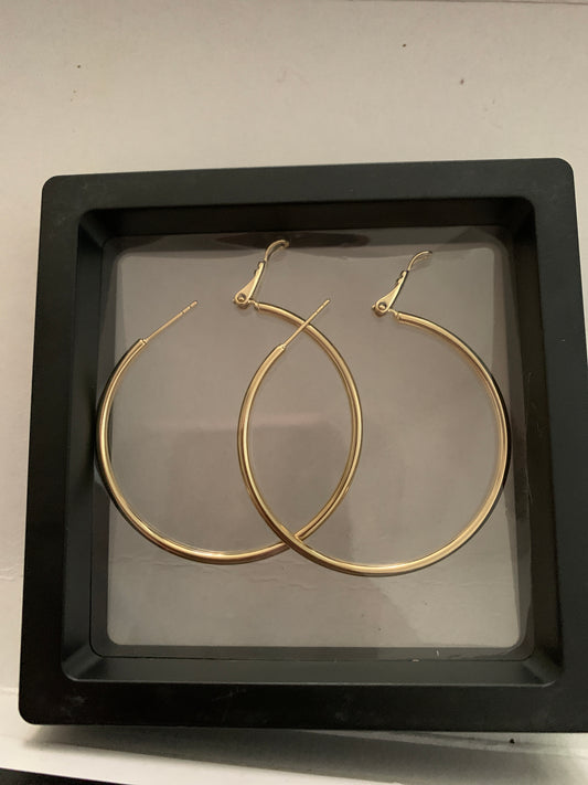 Earrings Gold Plated 14k Medium Hoop