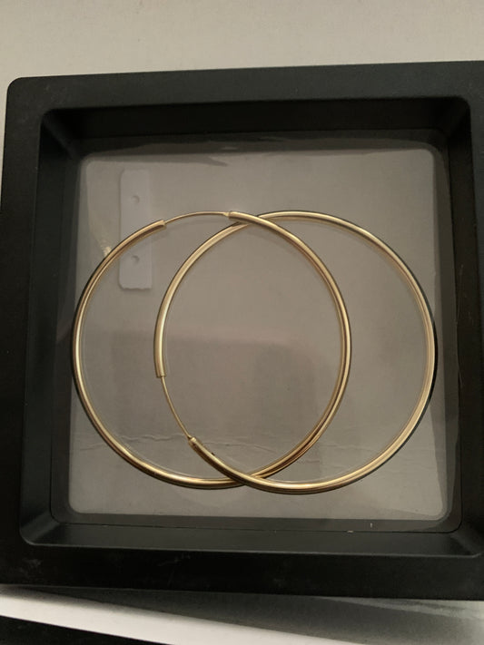 Earrings Gold Plated 14k Large Hoop